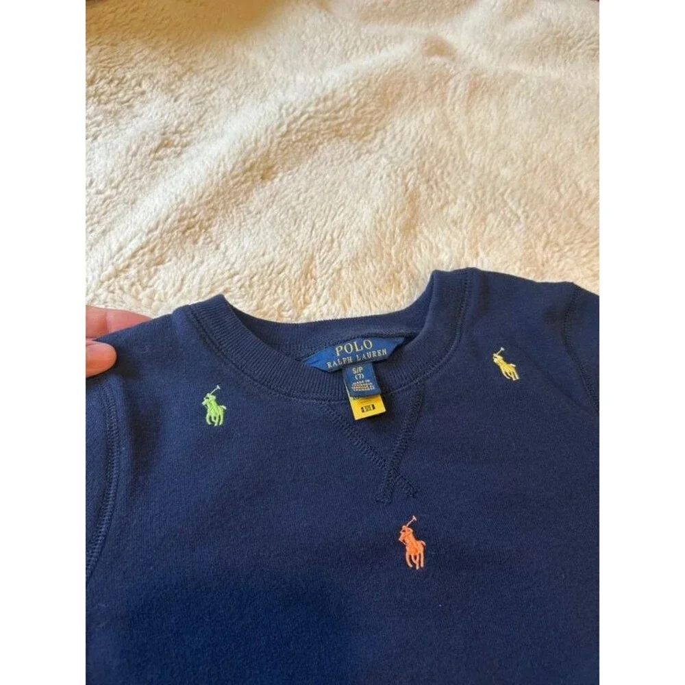 Polo Ralph Lauren Girls S/P (7) Navy Embroidered Logo Crewneck Sweatshirt